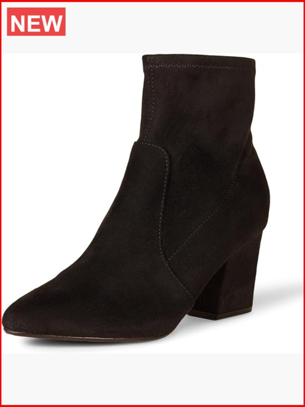 Women's Fitted Stretch Ankle Boots with Block Heel Faux Leather